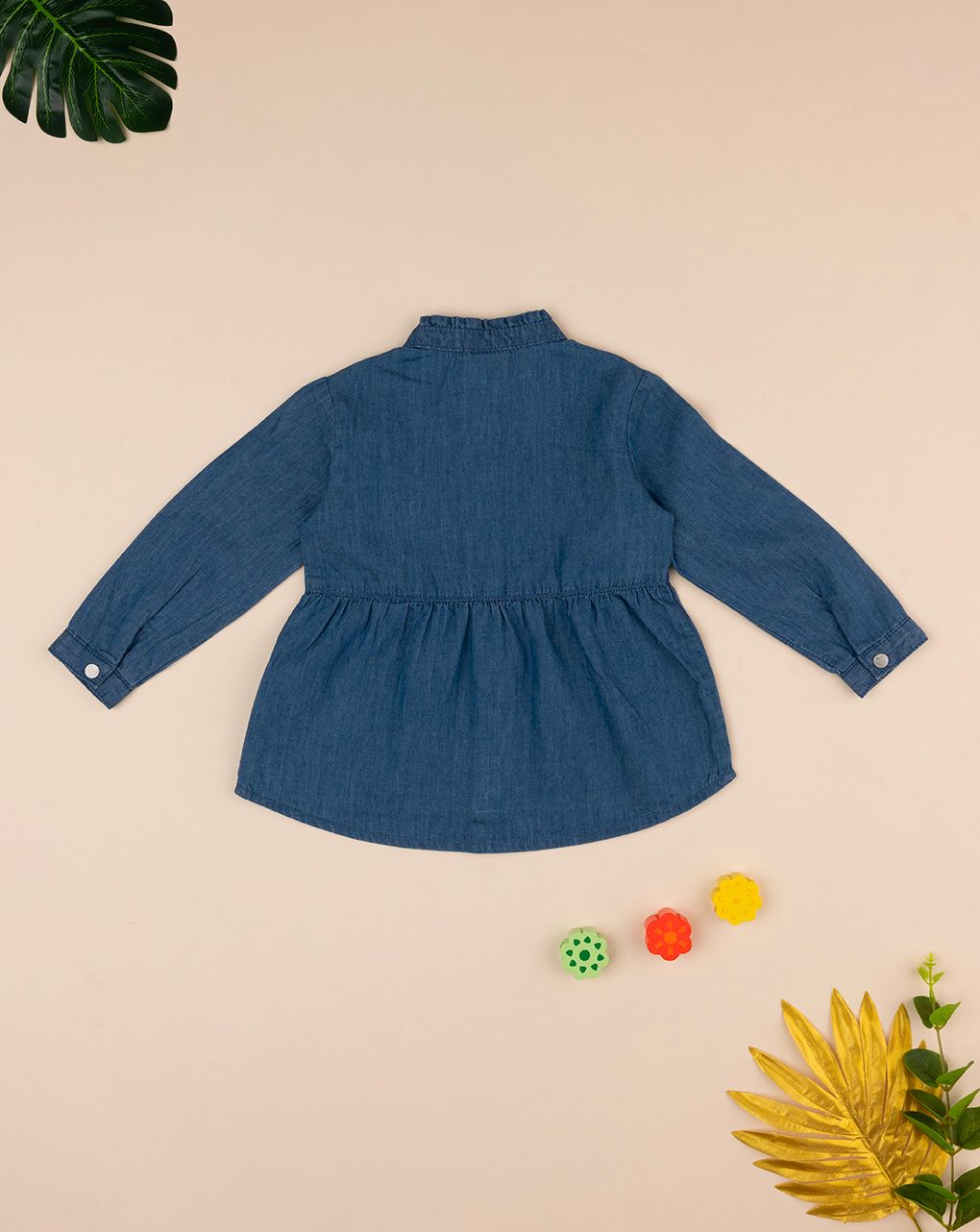 βρεφικό τζιν πουκάμισο μπλε με καρδούλες για κορίτσι - Prénatal