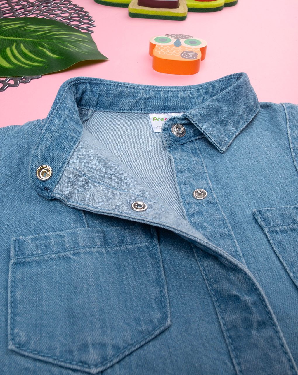 παιδικό τζιν πουκάμισο μπλε για κορίτσι - Prénatal