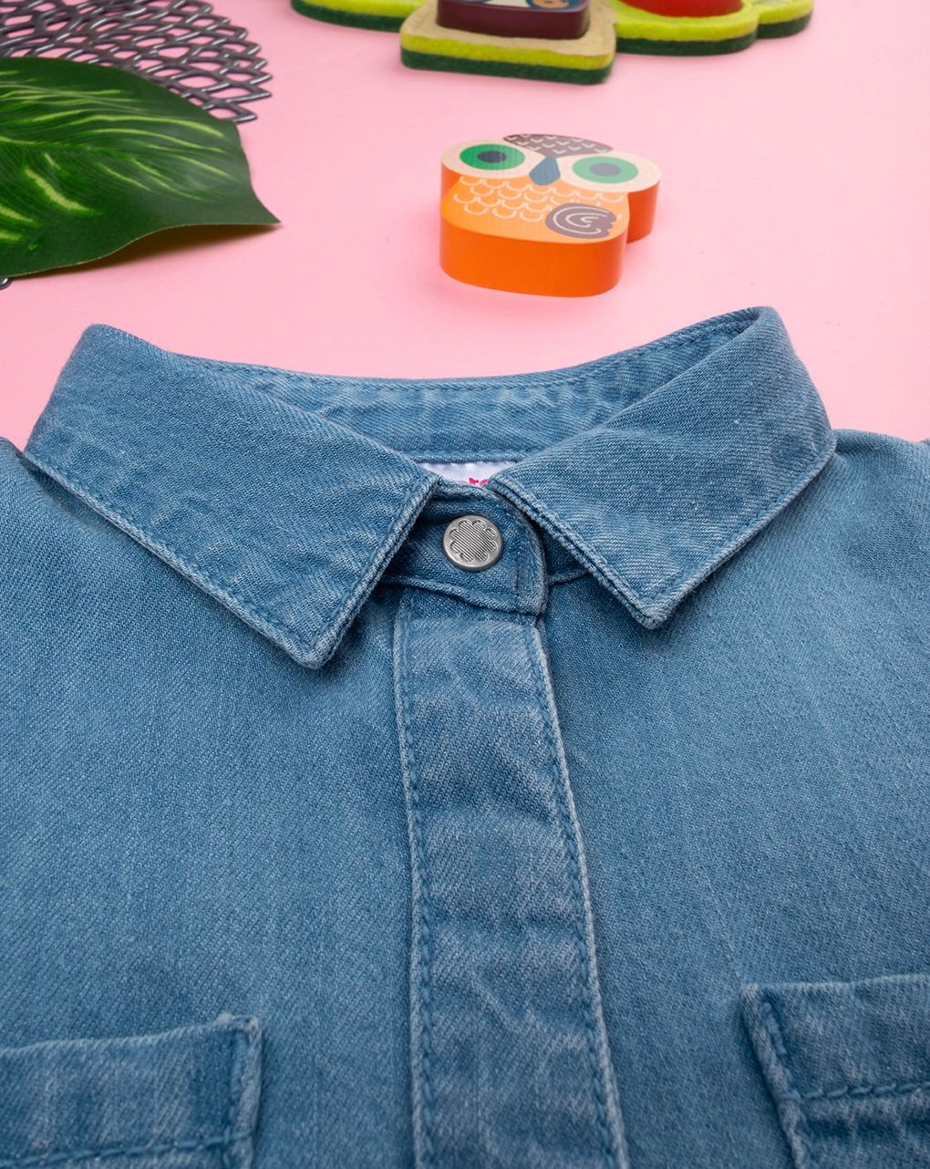 παιδικό τζιν πουκάμισο μπλε για κορίτσι - Prénatal