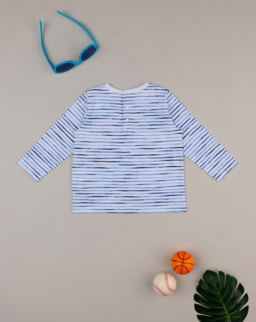 βρεφική μπλούζα λευκή ριγέ indigo για αγόρι - Prénatal