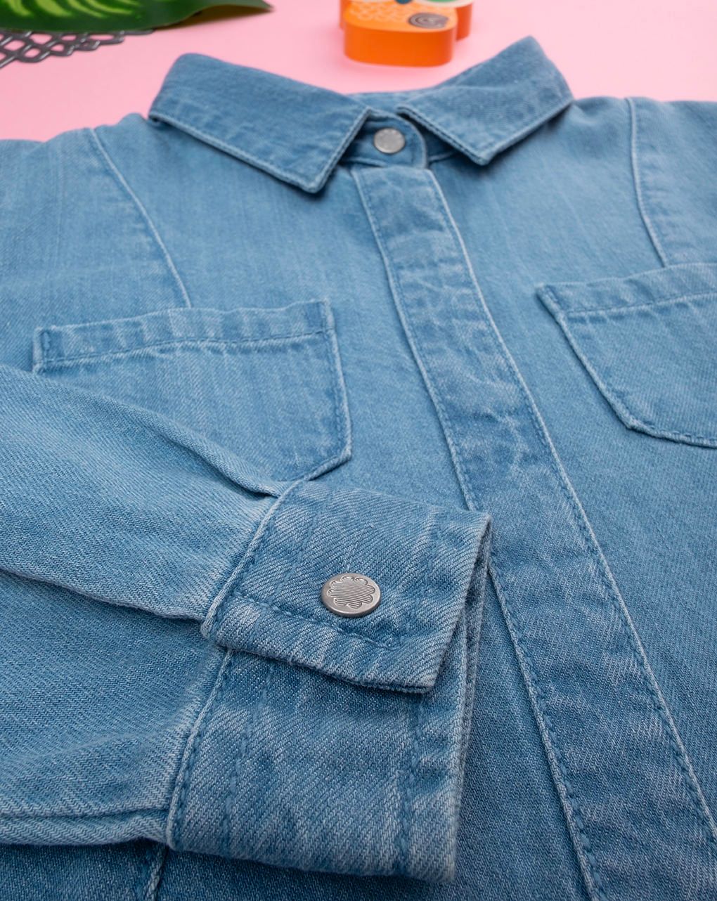 παιδικό τζιν πουκάμισο μπλε για κορίτσι - Prénatal