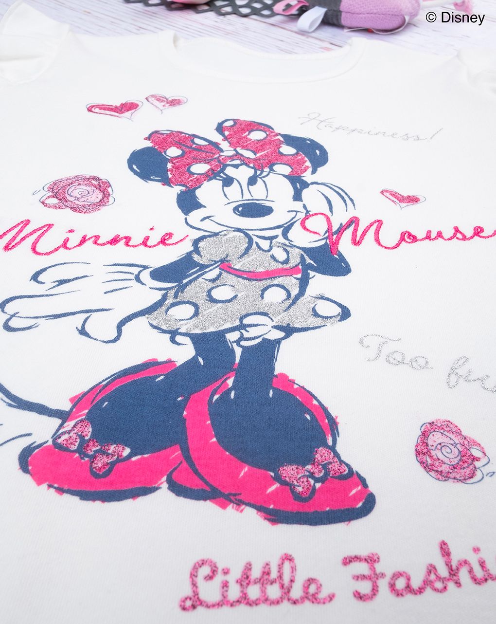 παιδική πιτζάμα λευκή/φούξια με τη minnie για κορίτσι - Prénatal