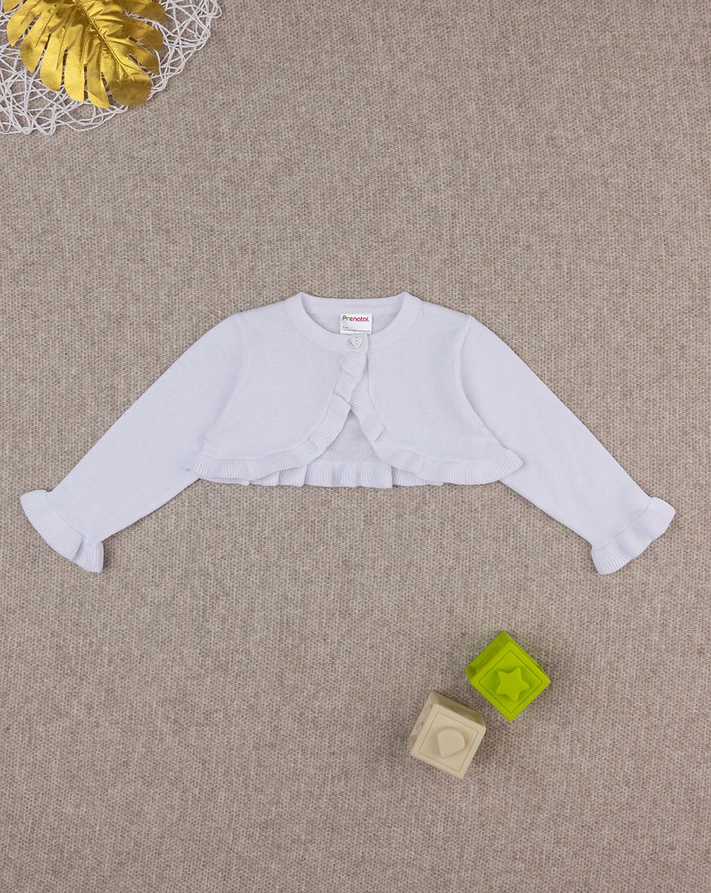 βρεφική ζακέτα μπολερό πλεκτή λευκή για κορίτσι - Prénatal