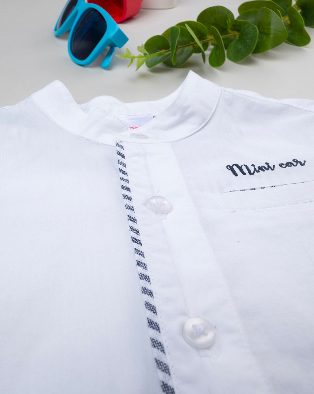 βρεφικό πουκάμισο λευκό ποπλίνα mini car για αγόρι - Prénatal