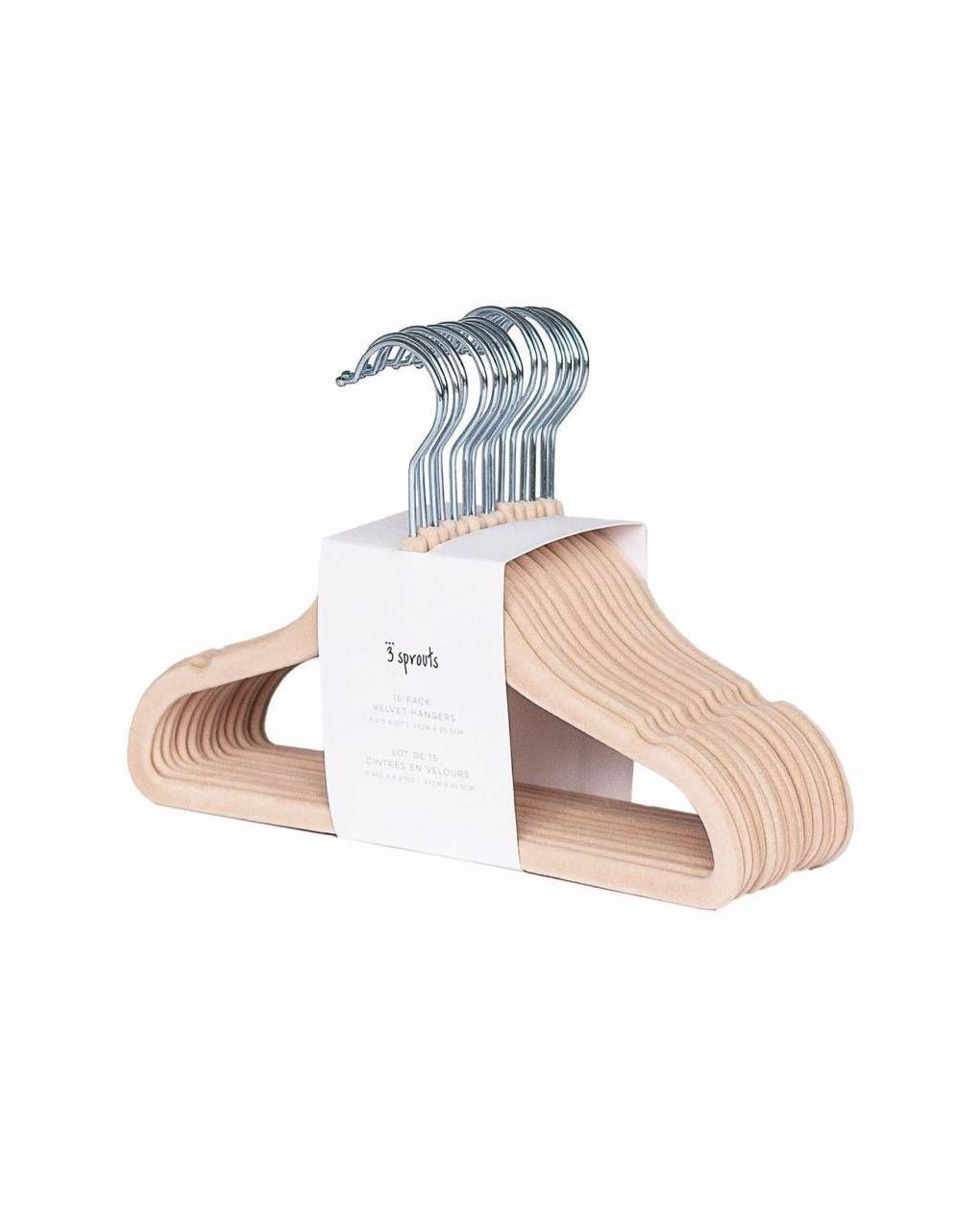 3 sprouts παιδικές κρεμάστρες βελουτέ σετ 15τμχ hazelnut - 3 sprouts