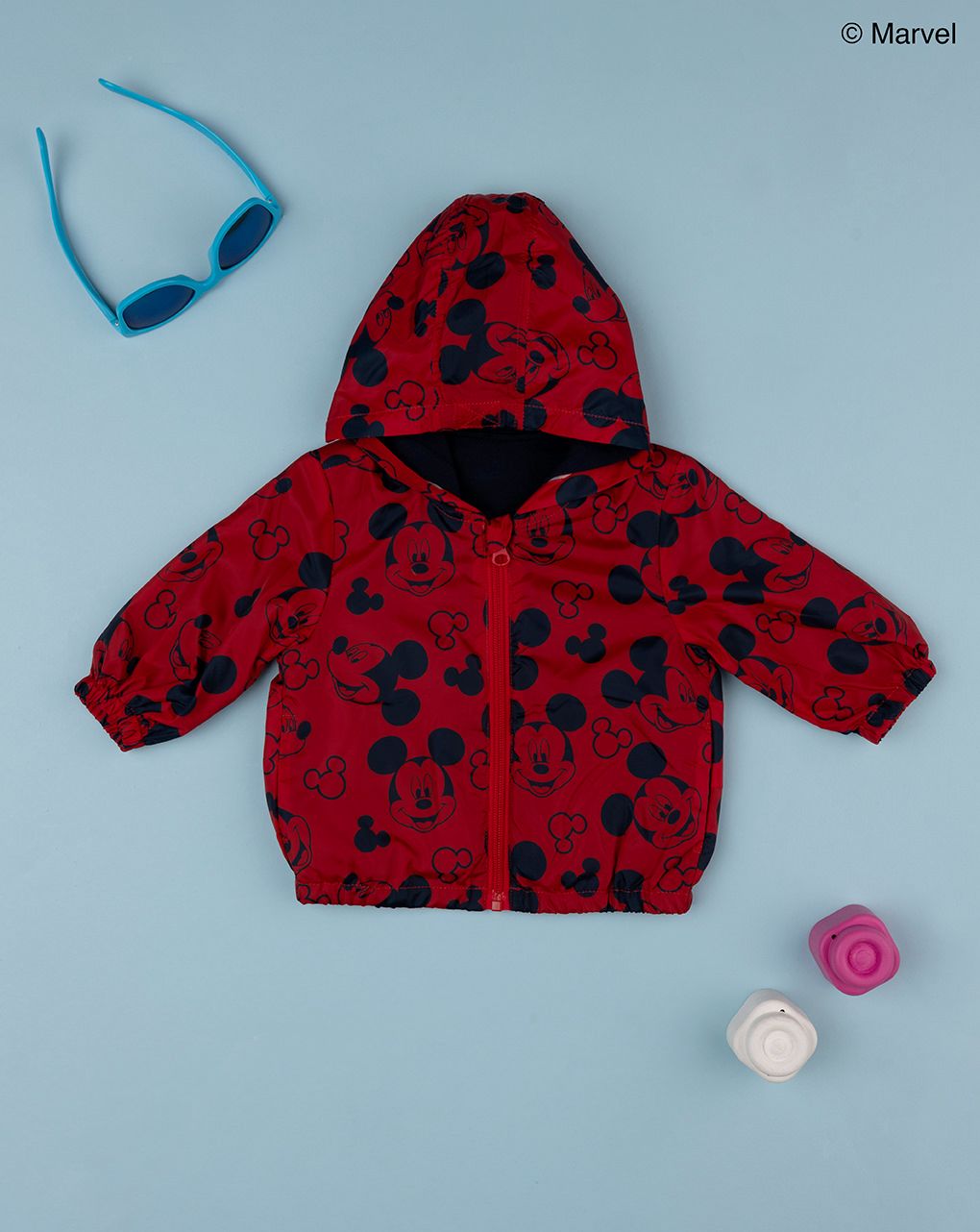 βρεφικό αντιανεμικό μπουφάν κόκκινο με το mickey για αγόρι