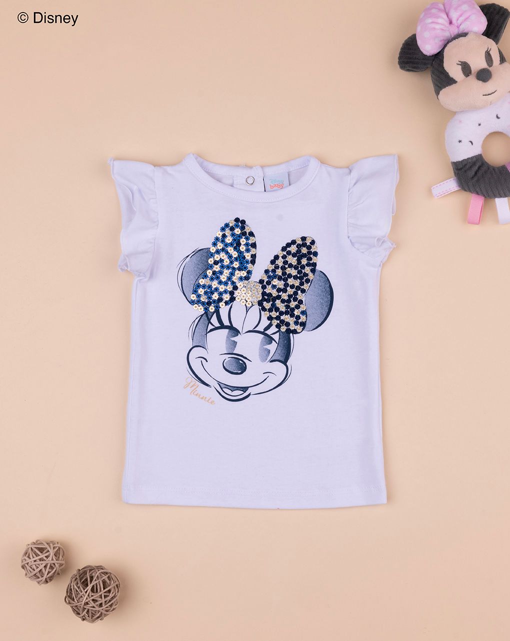 βρεφικό t-shirt λευκό με τη minnie elegant για κορίτσι