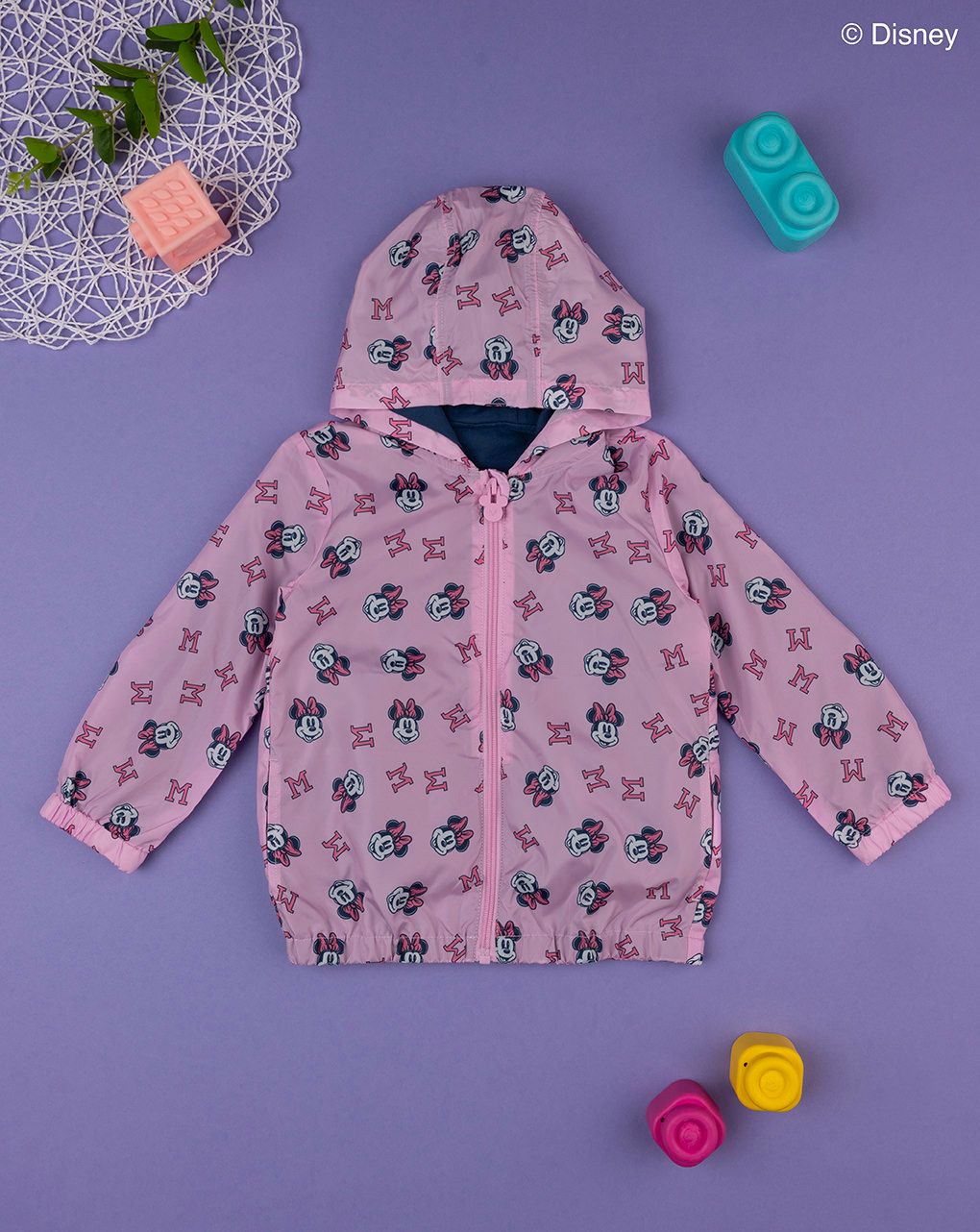 παιδικό αντιανεμικό μπουφάν ροζ με τη minnie για κορίτσι