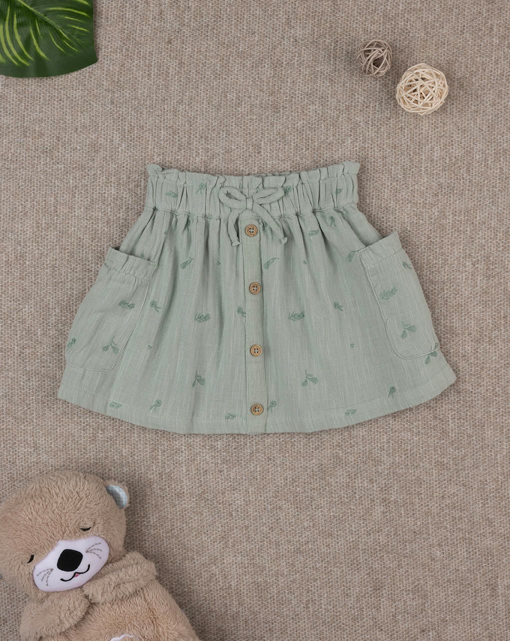 παιδική φούστα πράσινη φλοράλ για κορίτσι - Prénatal
