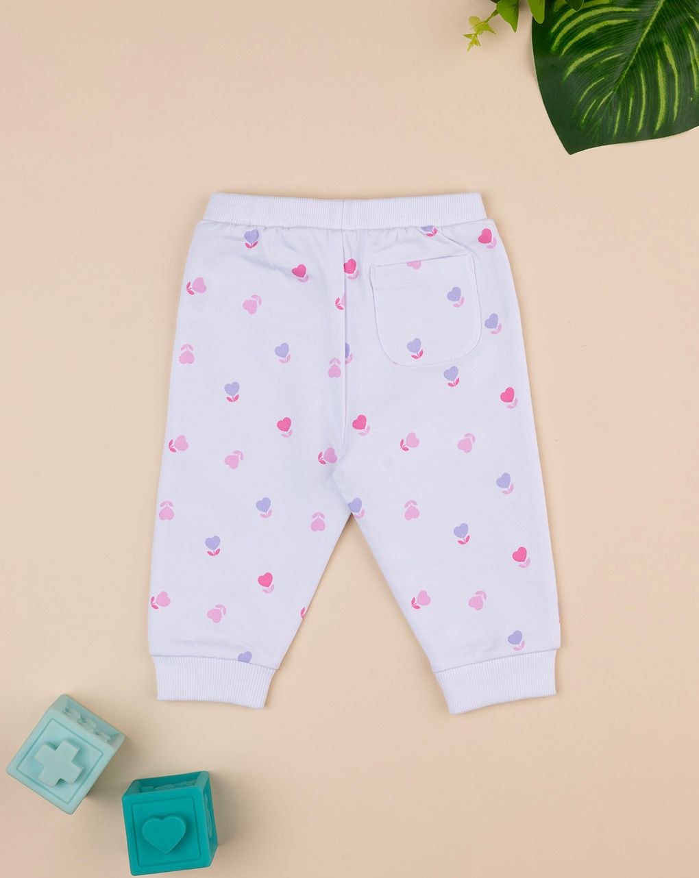βρεφικό παντελόνι φόρμας λευκό με καρδούλες για κορίτσι - Prénatal