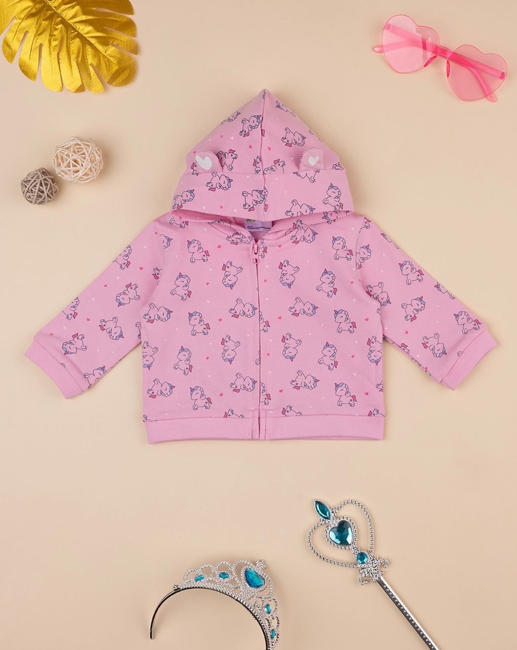 βρεφική ζακέτα ροζ με μονόκερους για κορίτσι - Prénatal