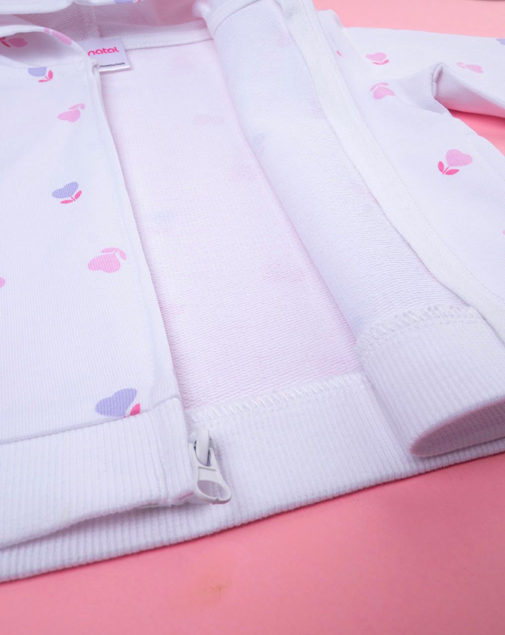 βρεφική ζακέτα λευκή με καρδούλες για κορίτσι - Prénatal