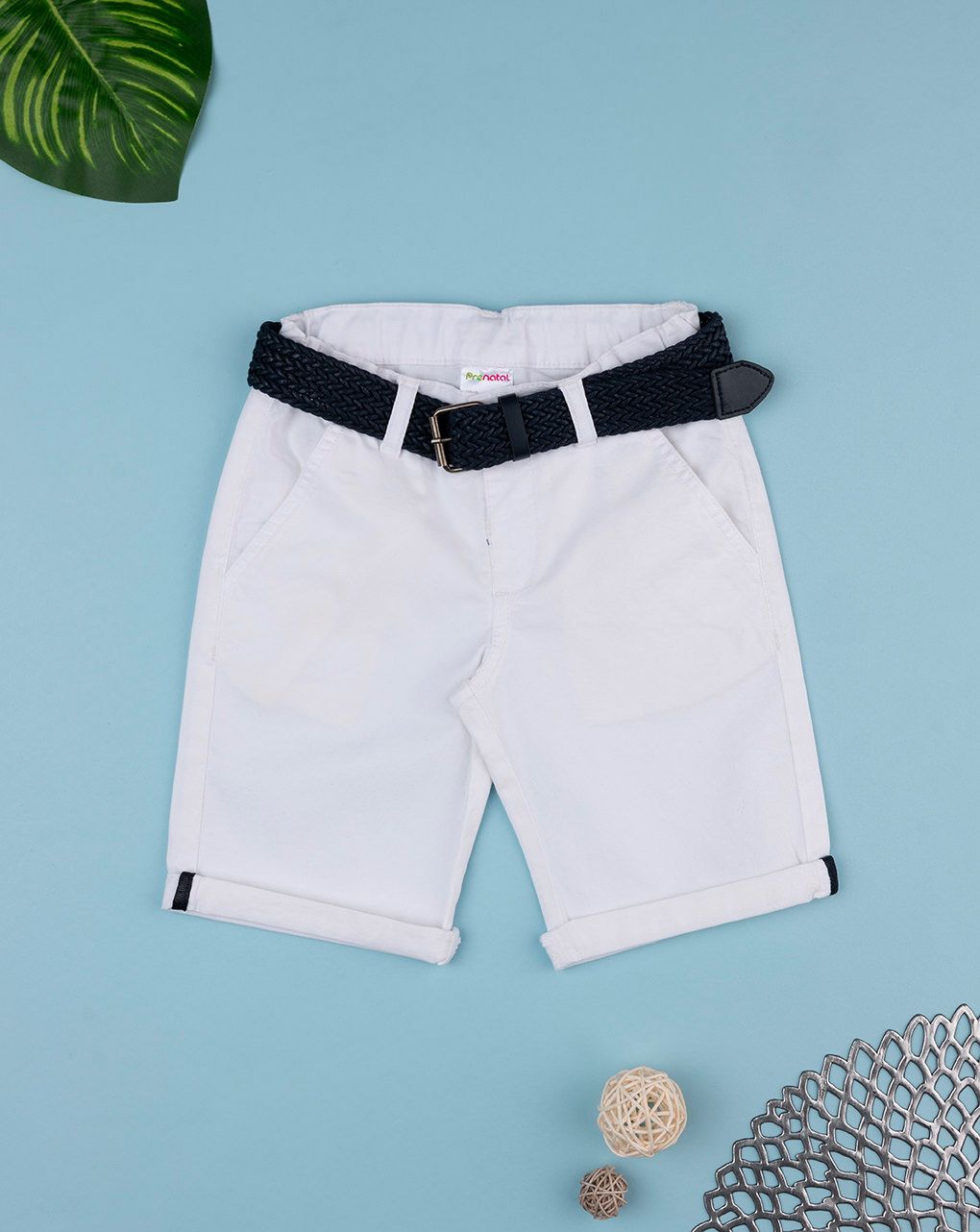 παιδική βερμούδα λευκή twill elegant για αγόρι - Prénatal