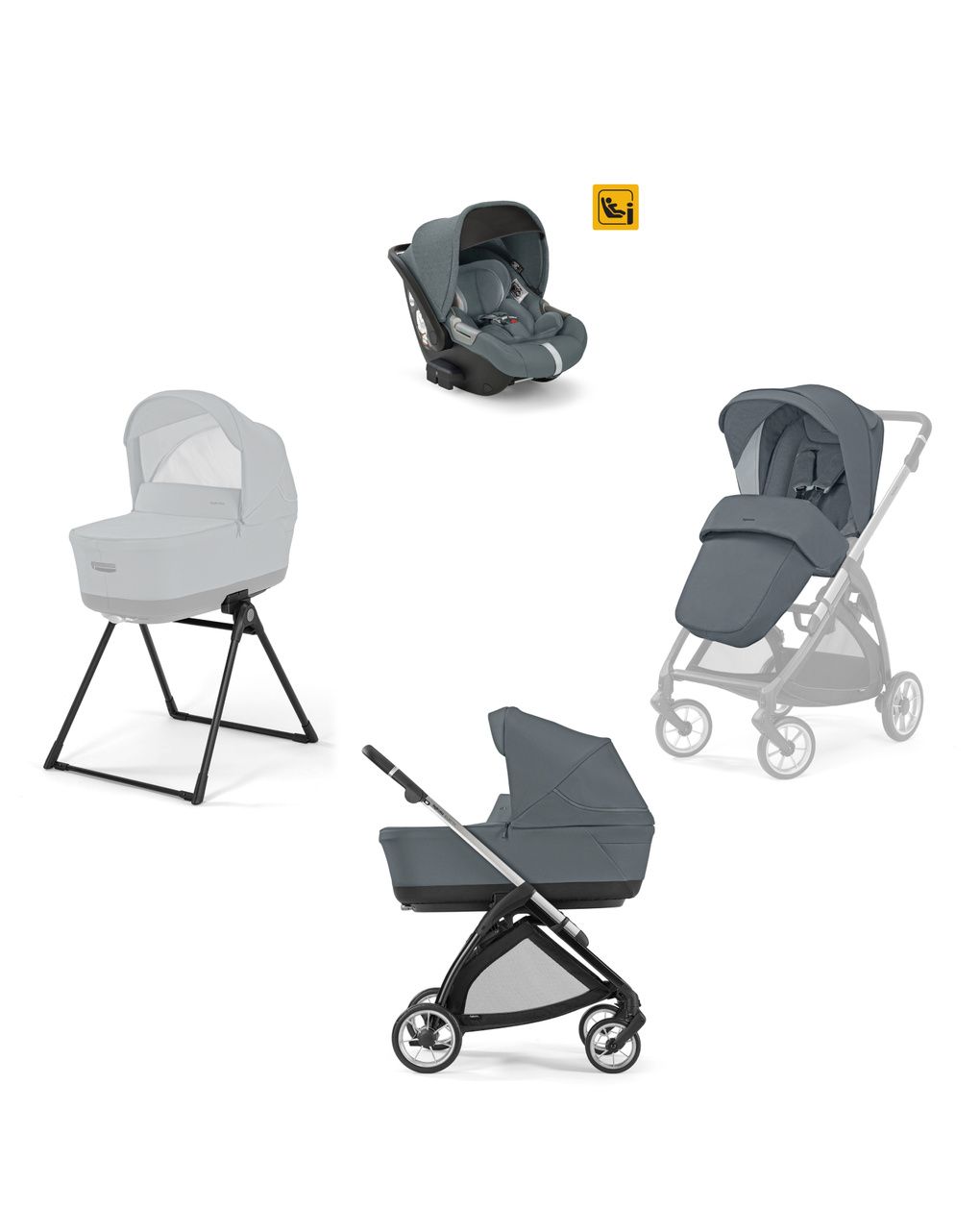 Inglesina electa system quattro darwin colore union grey με σκελετό silver black - Inglesina