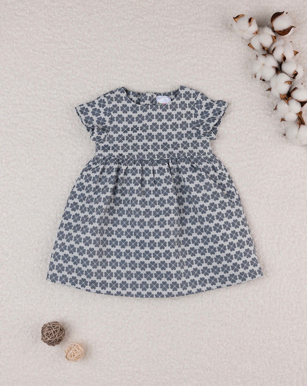 βρεφικό φόρεμα φλοράλ μπλε/λευκό elegant για κορίτσι - Prénatal