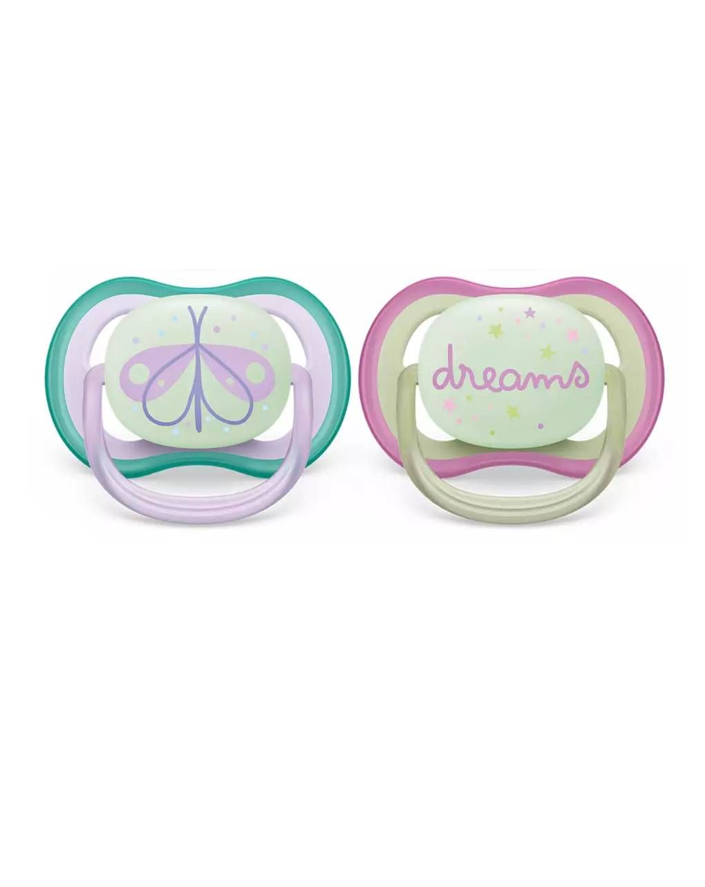 Philips avent πιπίλες σιλικόνης ultra air nighttime 2τμχ 0-6m (2 σχέδια), scf376/17 - Philips Avent