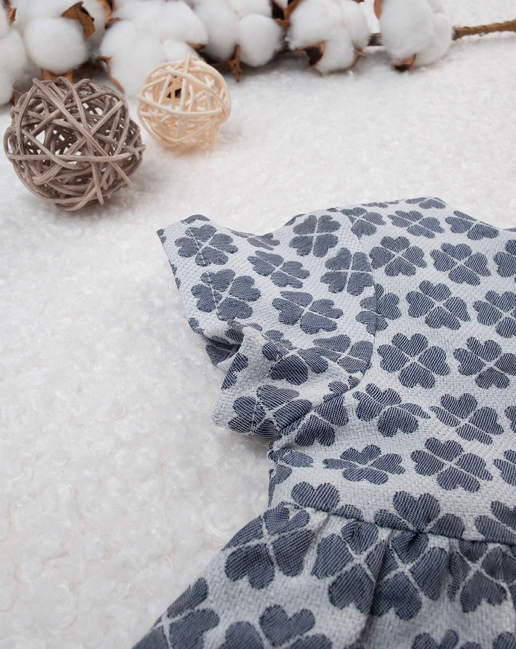 βρεφικό φόρεμα φλοράλ μπλε/λευκό elegant για κορίτσι - Prénatal