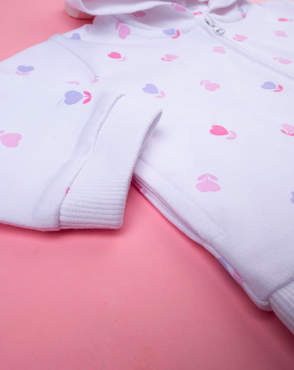 βρεφική ζακέτα λευκή με καρδούλες για κορίτσι - Prénatal