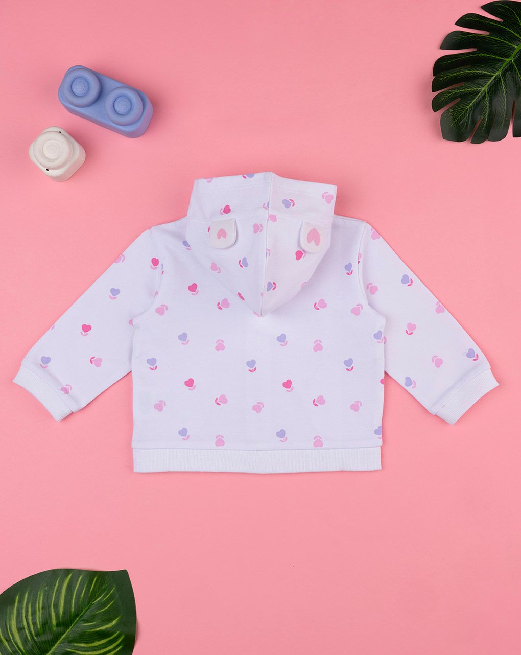 βρεφική ζακέτα λευκή με καρδούλες για κορίτσι - Prénatal