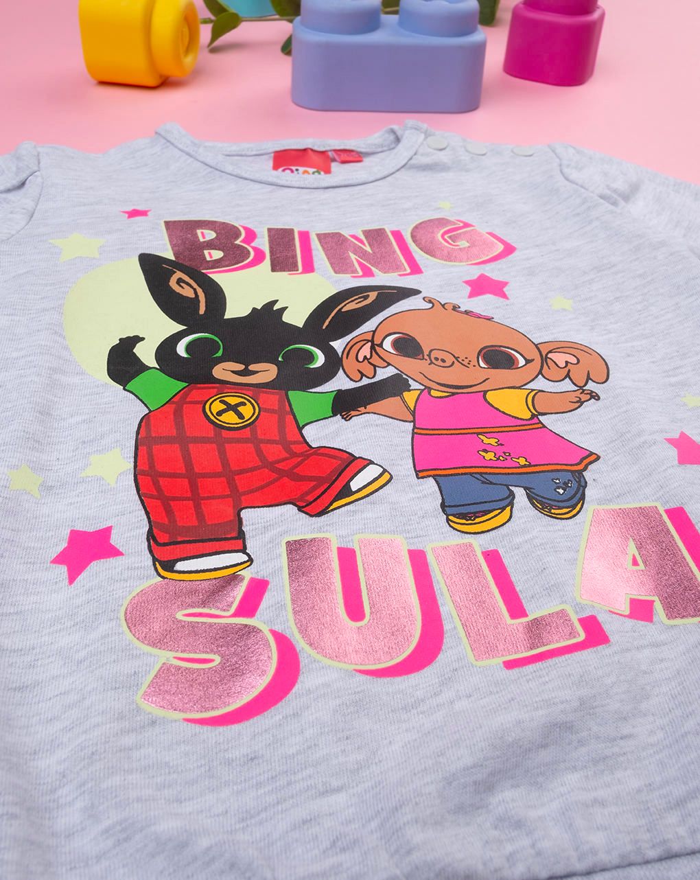 βρεφική πιτζάμα ροζ/γκρι με τον bing για κορίτσι - Prénatal