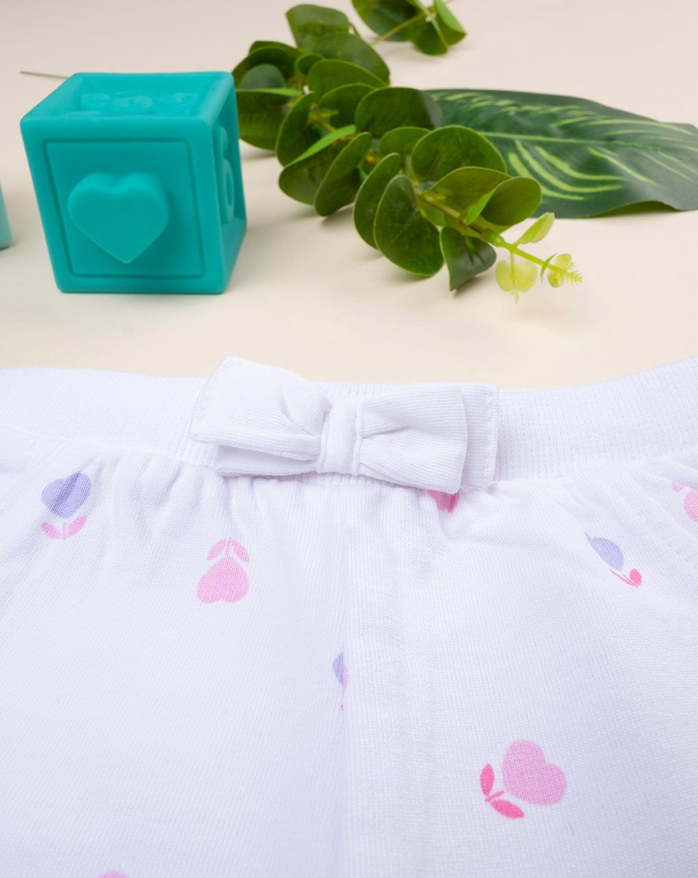 βρεφικό παντελόνι φόρμας λευκό με καρδούλες για κορίτσι - Prénatal