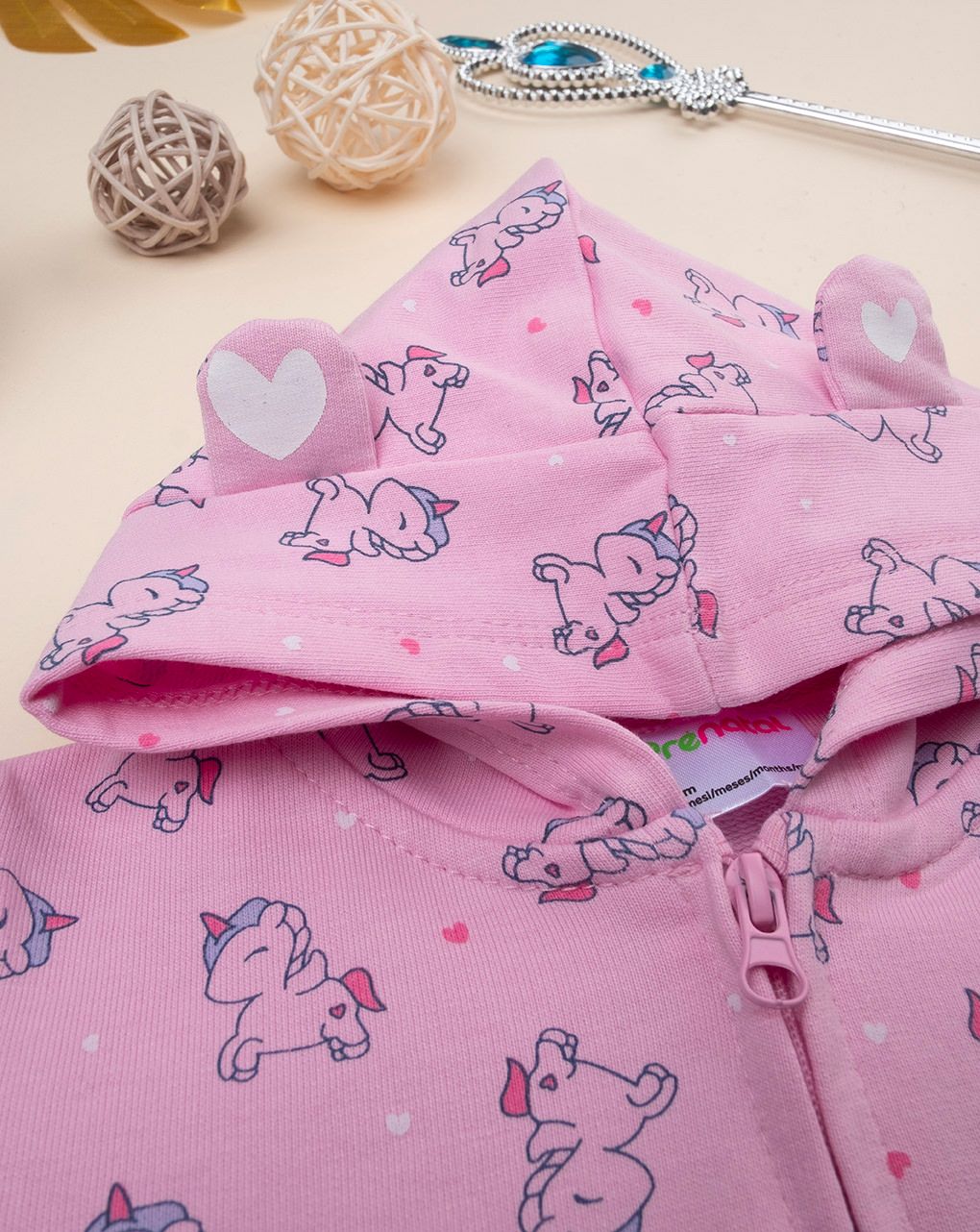 βρεφική ζακέτα ροζ με μονόκερους για κορίτσι - Prénatal