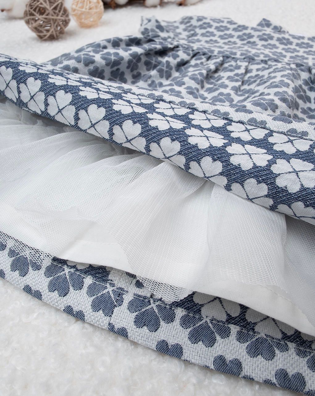 βρεφικό φόρεμα φλοράλ μπλε/λευκό elegant για κορίτσι - Prénatal