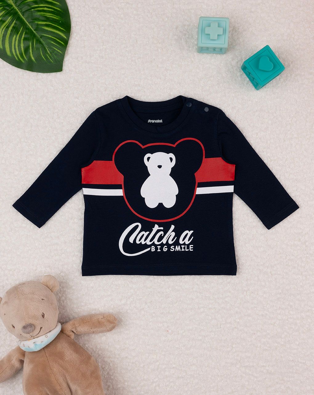 βρεφική μπλούζα μπλε με αρκουδάκια για αγόρι - Prénatal
