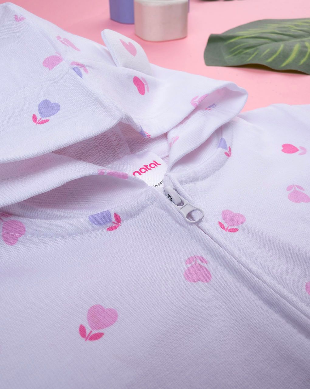 βρεφική ζακέτα λευκή με καρδούλες για κορίτσι - Prénatal