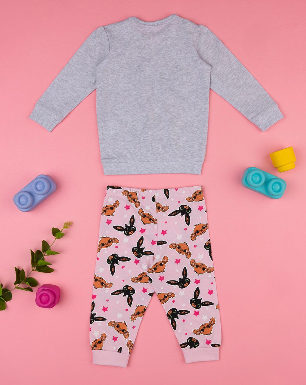 βρεφική πιτζάμα ροζ/γκρι με τον bing για κορίτσι - Prénatal