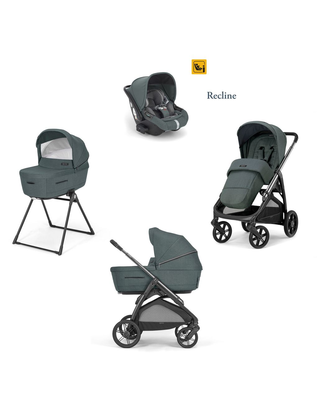 Inglesina aptica system quattro darwin infant recline σχέδιο emerald green με σκελετό litio black - Inglesina