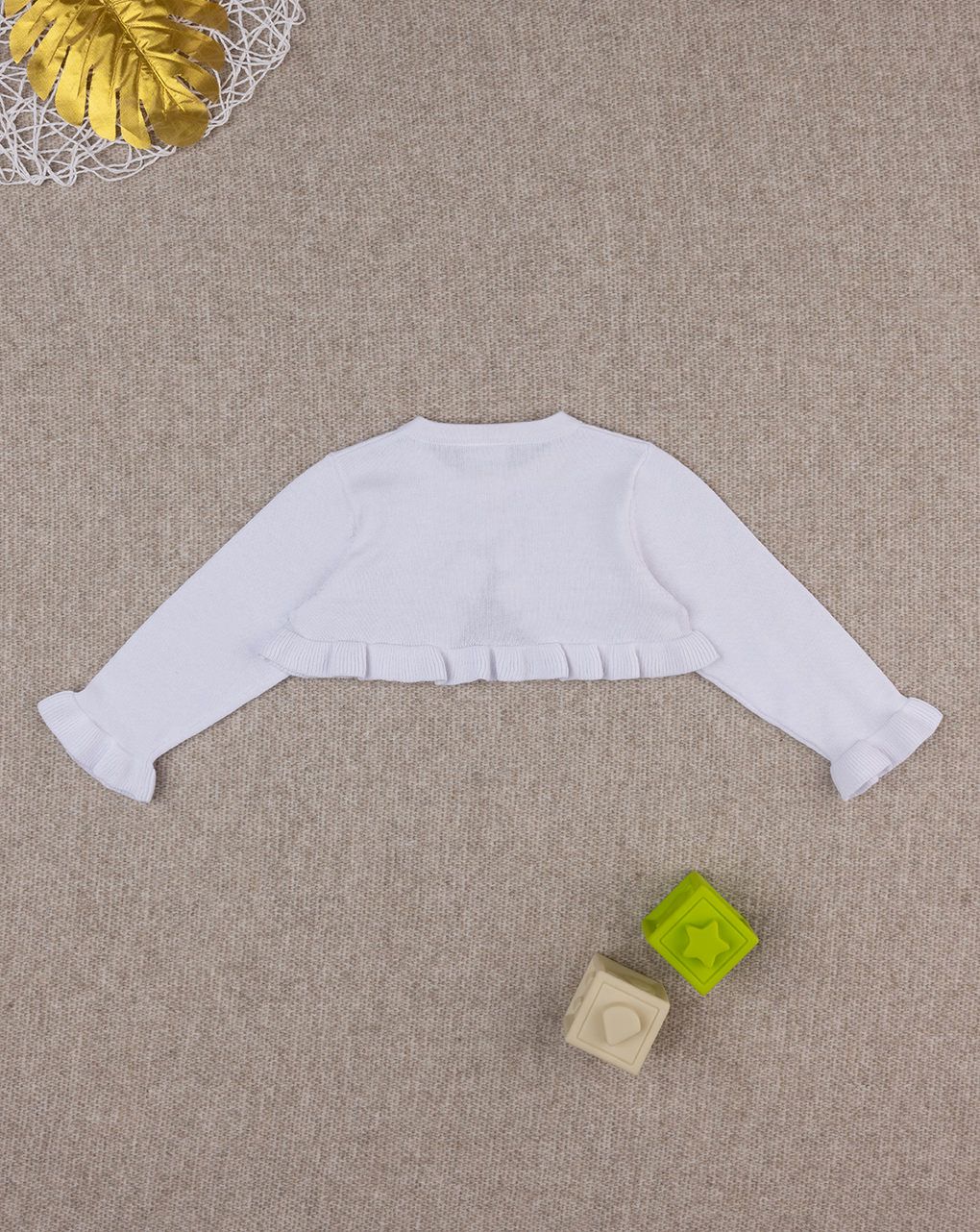 βρεφική ζακέτα μπολερό πλεκτή λευκή για κορίτσι - Prénatal