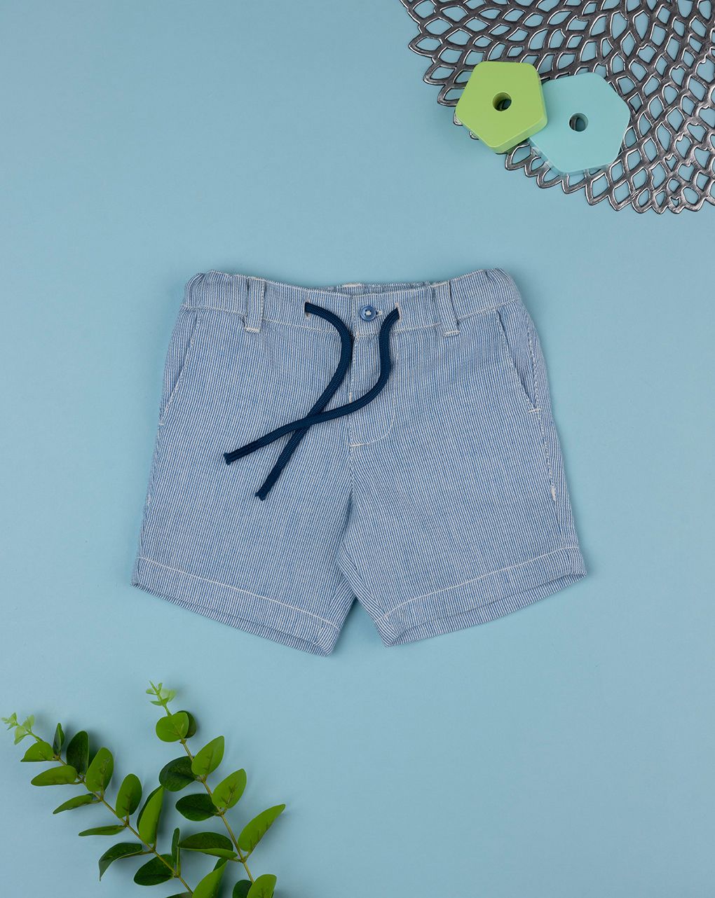 βρεφική βερμούδα ριγέ γαλάζιο/λευκό για αγόρι