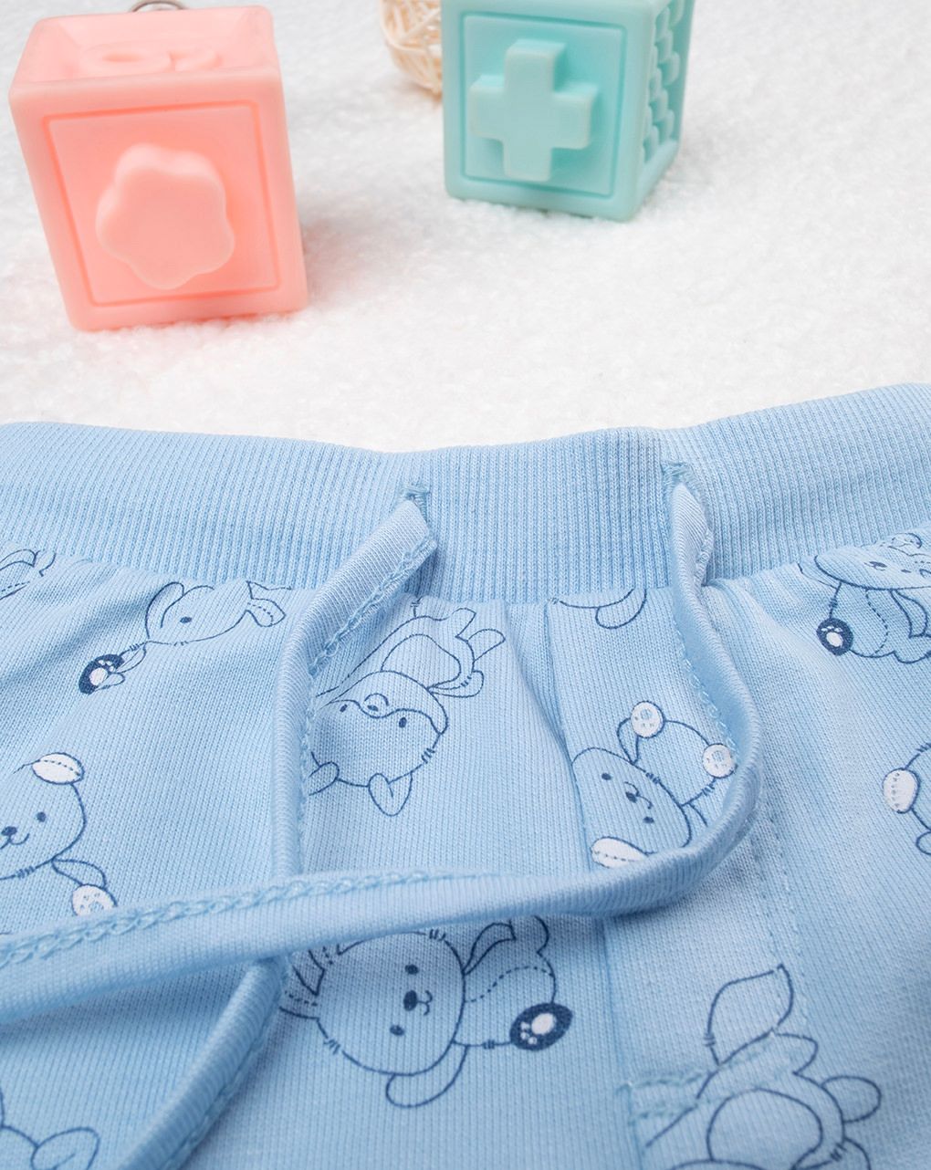 βρεφικό παντελόνι φόρμας γαλάζιο με ζωάκια για αγόρι - Prénatal