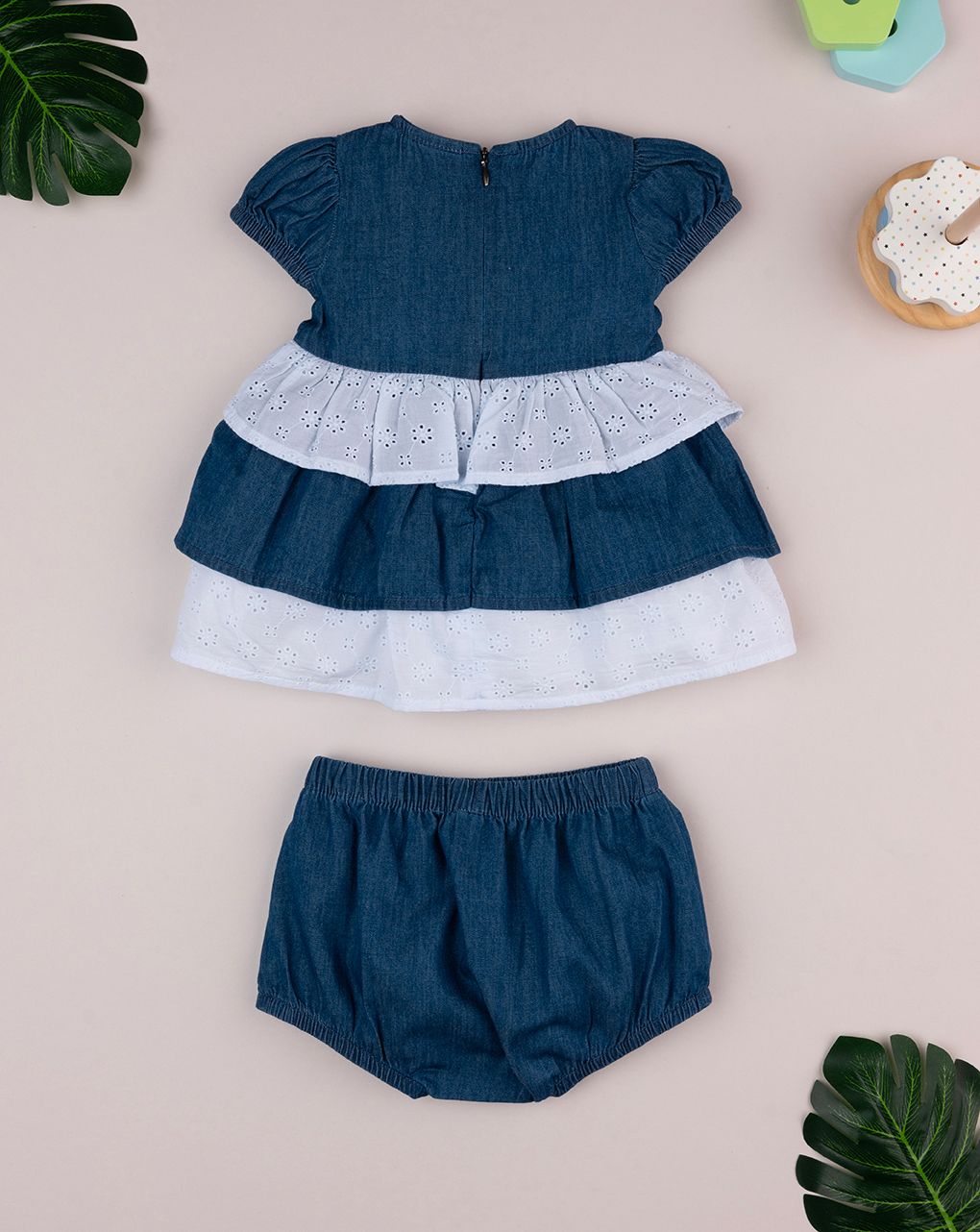 βρεφικό φορεματάκι denim chambray με δαντέλα για κορίτσι - Prénatal