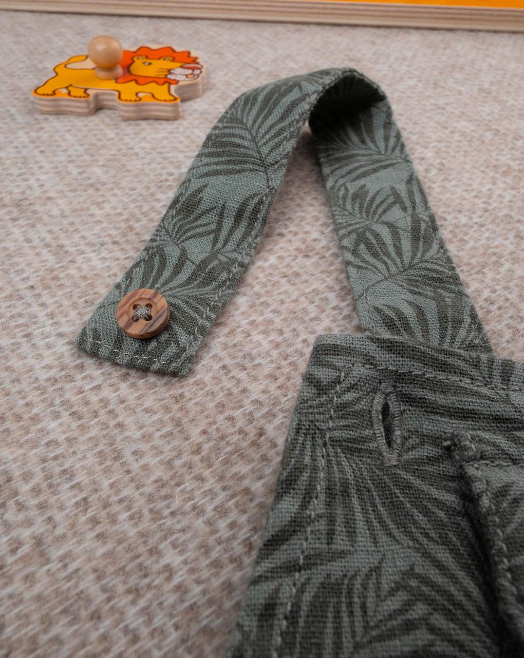 βρεφική σαλοπέτα λινή χακί safari για αγόρι - Prénatal