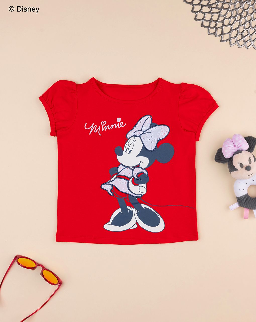 παιδικό t-shirt κόκκινο με τη minnie για κορίτσι