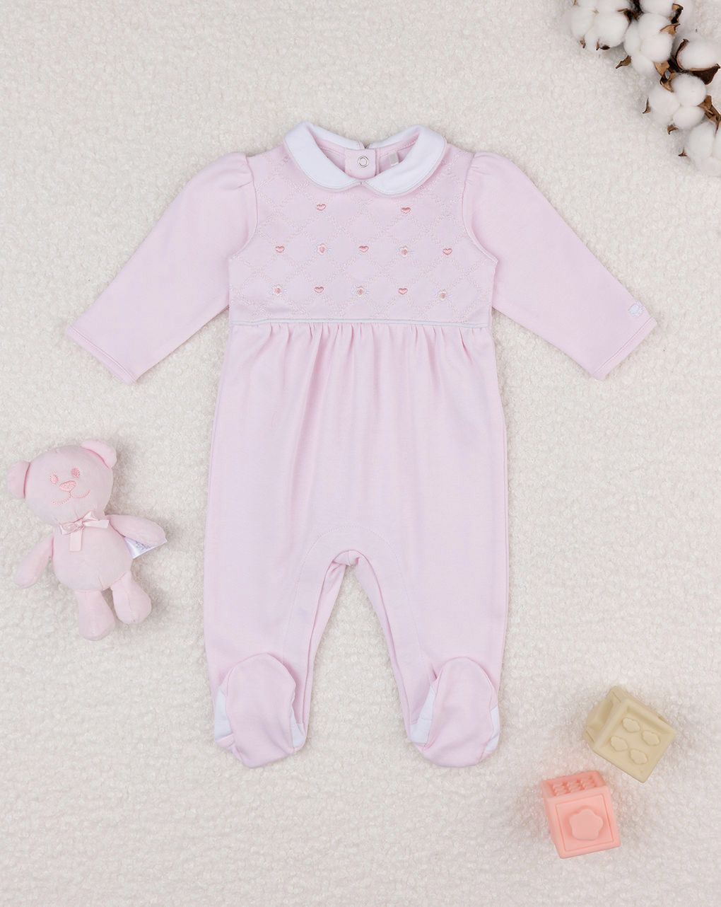 βρεφικό φορμάκι ροζ με καρδούλες gift για κορίτσι - Prénatal