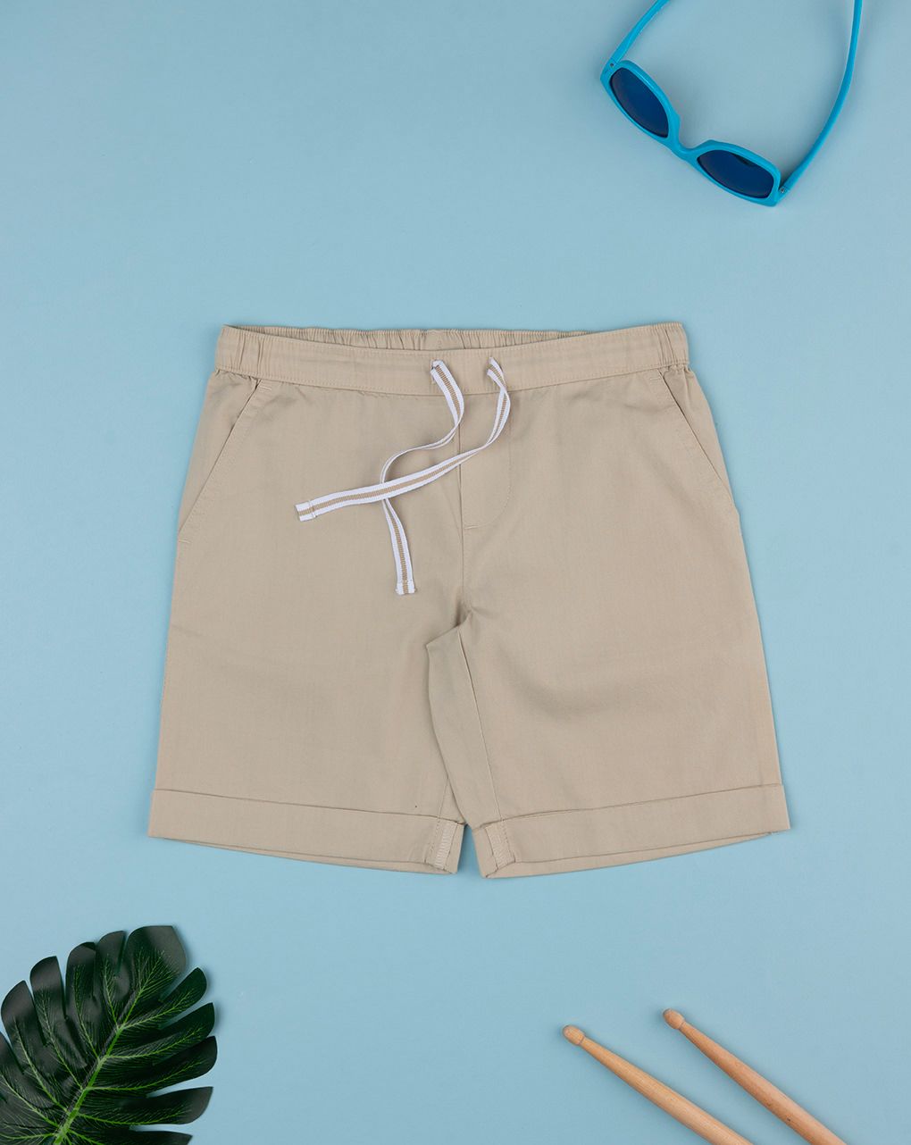 παιδικό σορτσάκι μπεζ ποπλίνα για αγόρι - Prénatal