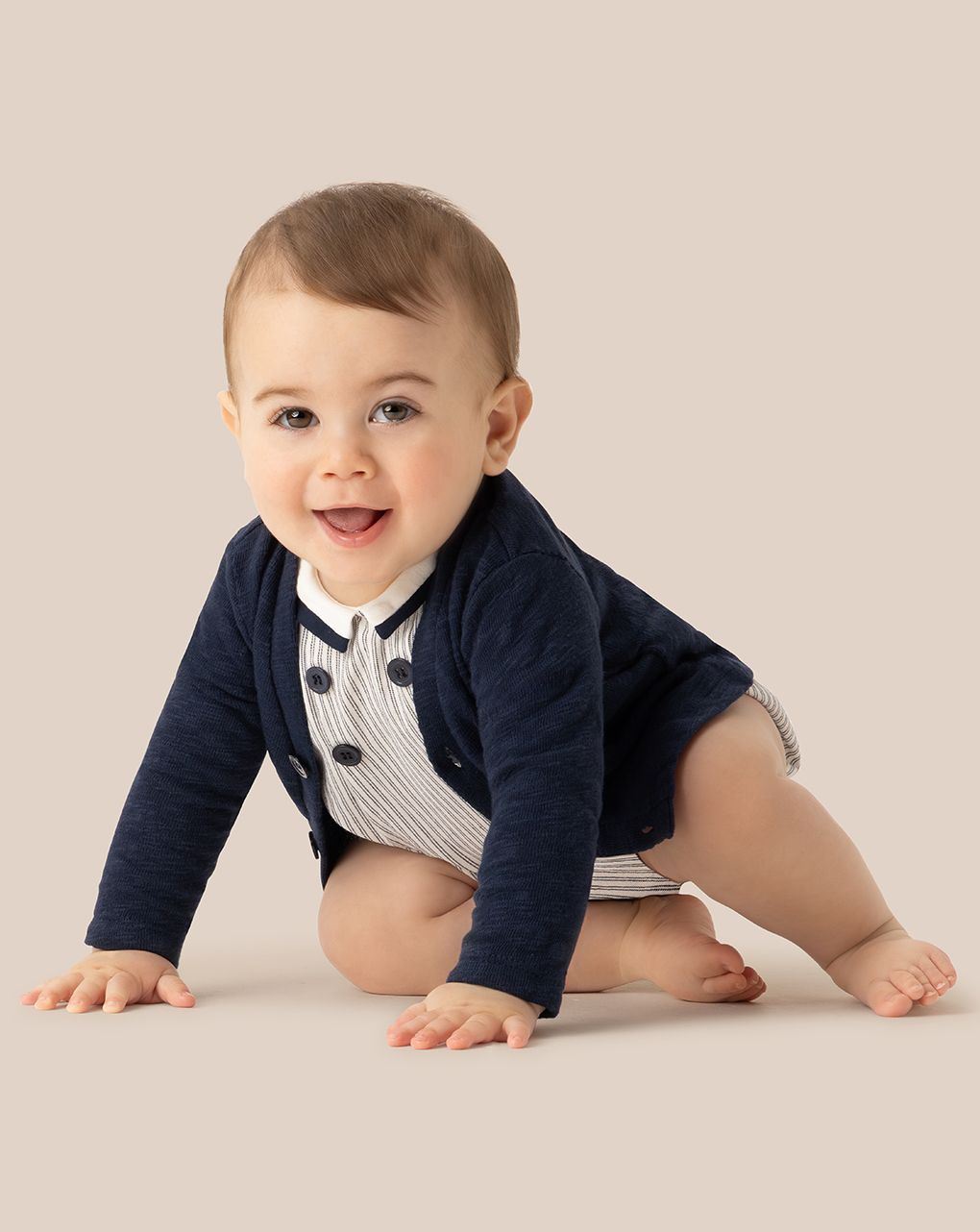 βρεφικό πλεκτό ζακετάκι μπλε για αγόρι - Prénatal