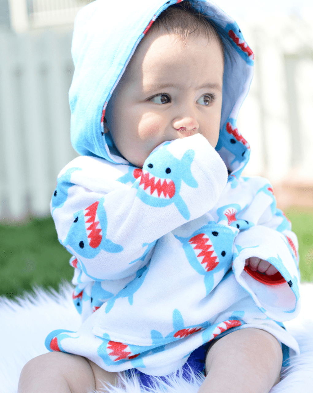 Zoocchini πόντσο θαλάσσης upf50+ sherman the shark για αγόρι