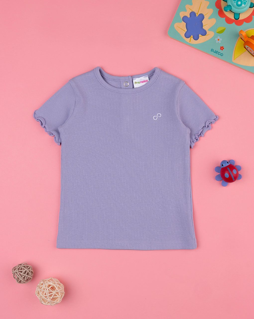βρεφικό t-shirt ριμπ λιλά "άπειρο" για κορίτσι - Prénatal
