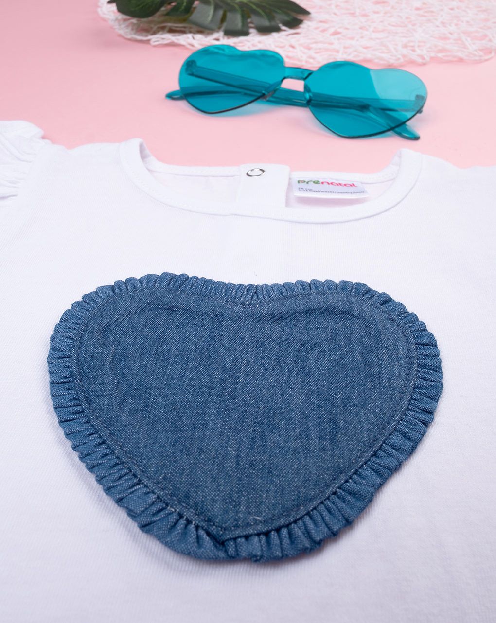 βρεφικό t-shirt λευκό με καρδούλα για κορίτσι - Prénatal