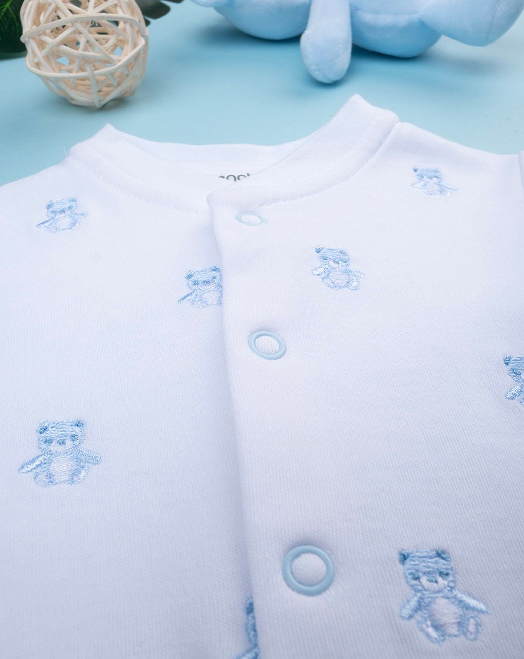 βρεφικό φορμάκι λευκό με αρκουδάκια gift για αγόρι - Prénatal