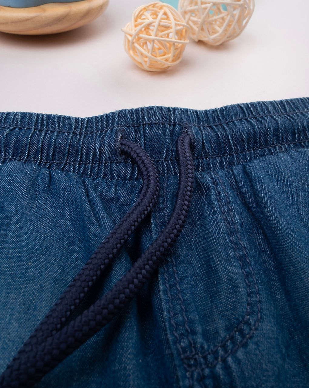 βρεφική τζιν βερμούδα μπλε σκούρο chambray για αγόρι - Prénatal