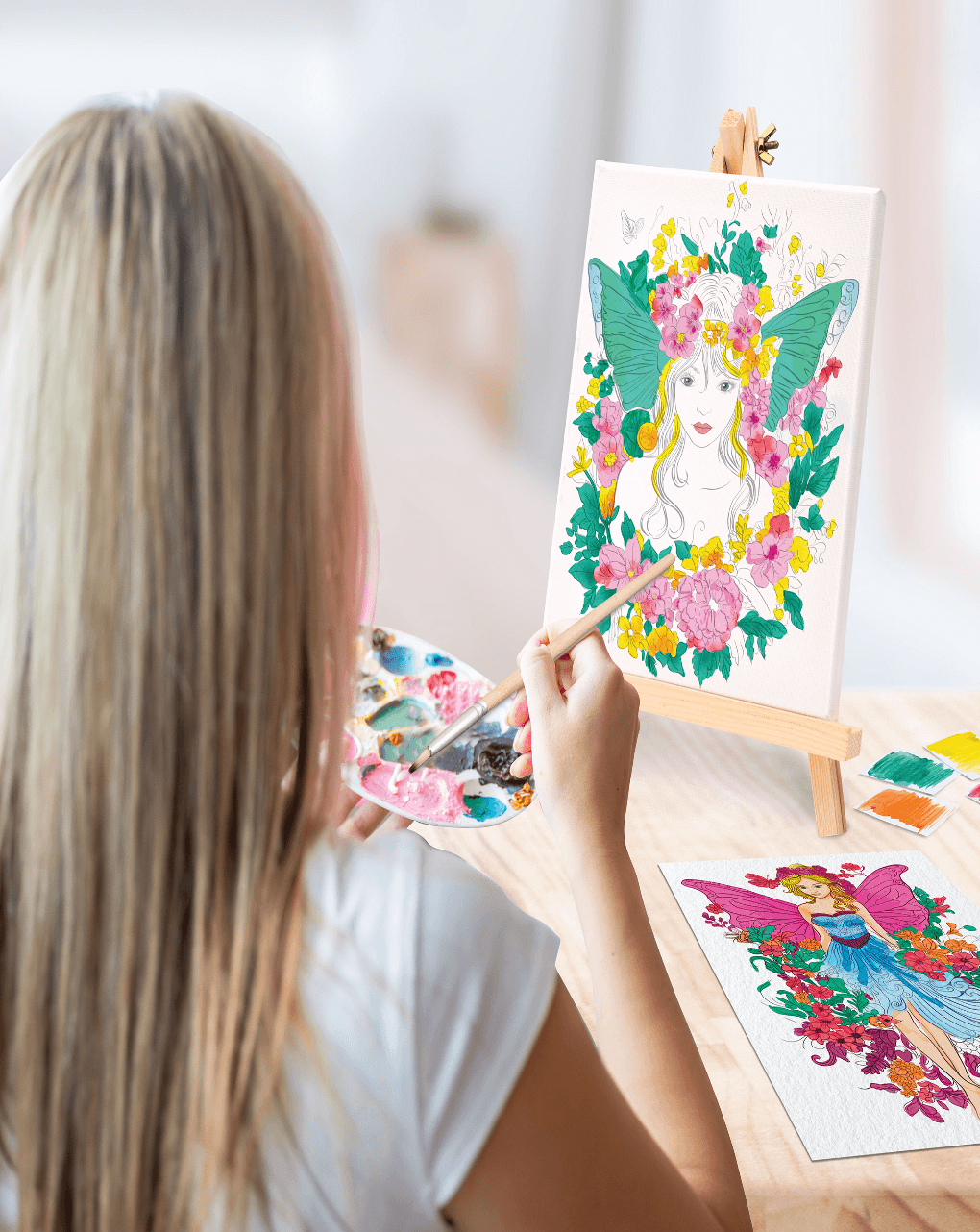 As company εργαστήριο ζωγραφικής ακρυλικά χρώματα σετ ζωγραφικής με ξύλινο καβαλέτο 1038-11026 - AS Company