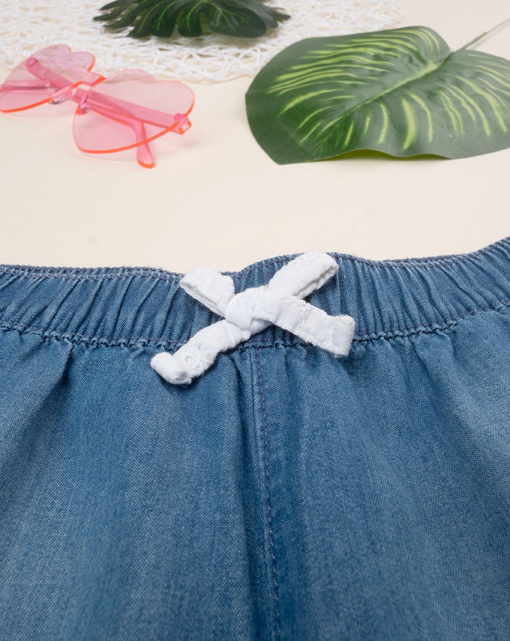 παιδικό τζιν σορτσάκι μπλε με φιογκάκι για κορίτσι - Prénatal