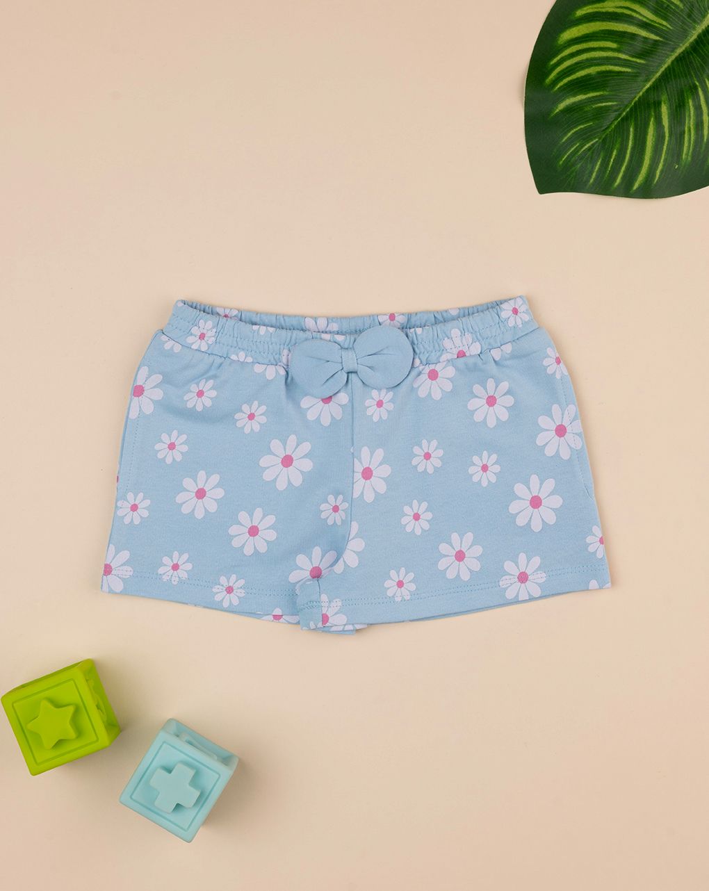 βρεφικό σορτσάκι γαλάζιο με μαργαρίτες για κορίτσι - Prénatal