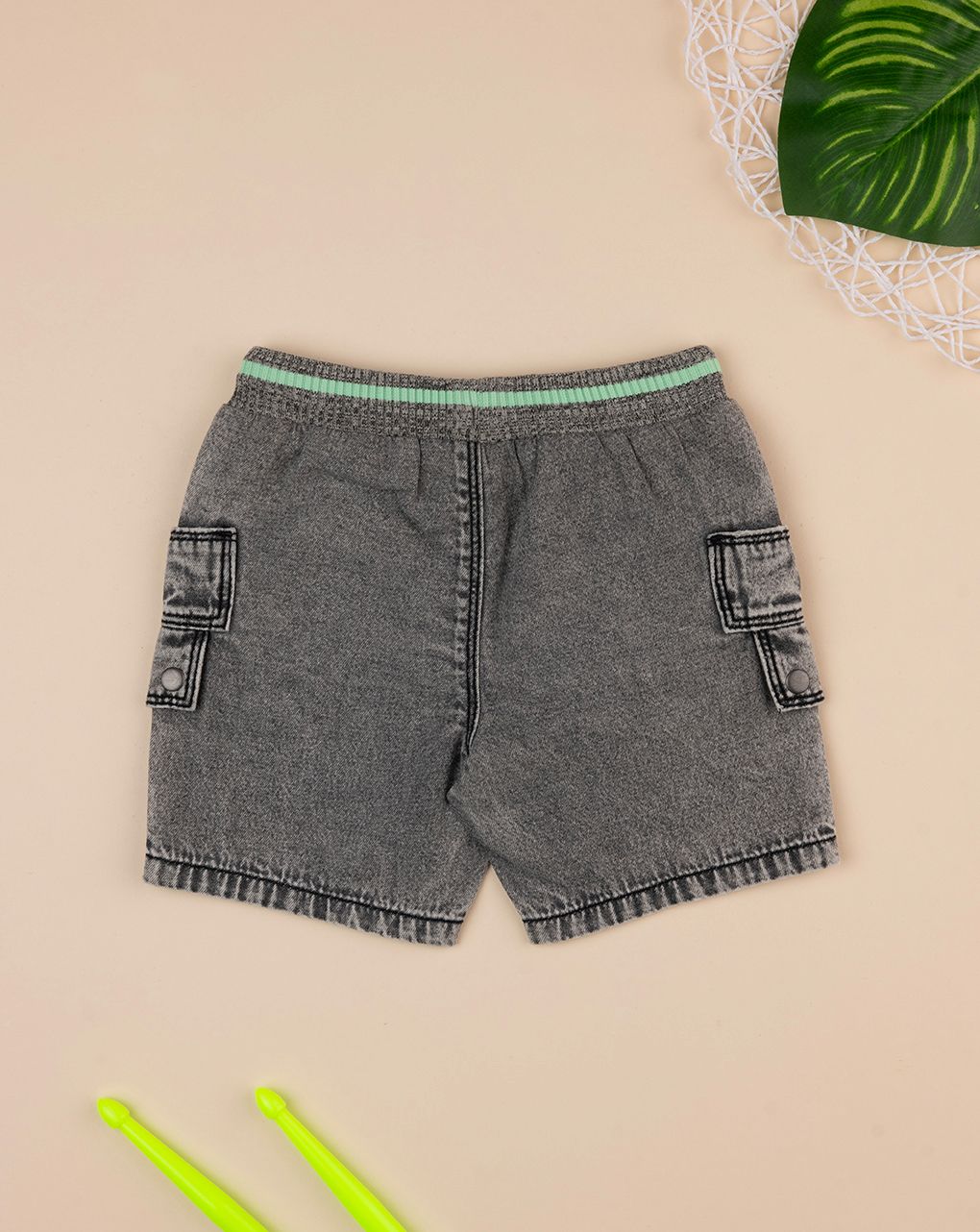 βρεφική τζιν βερμούδα γκρι για αγόρι - Prénatal