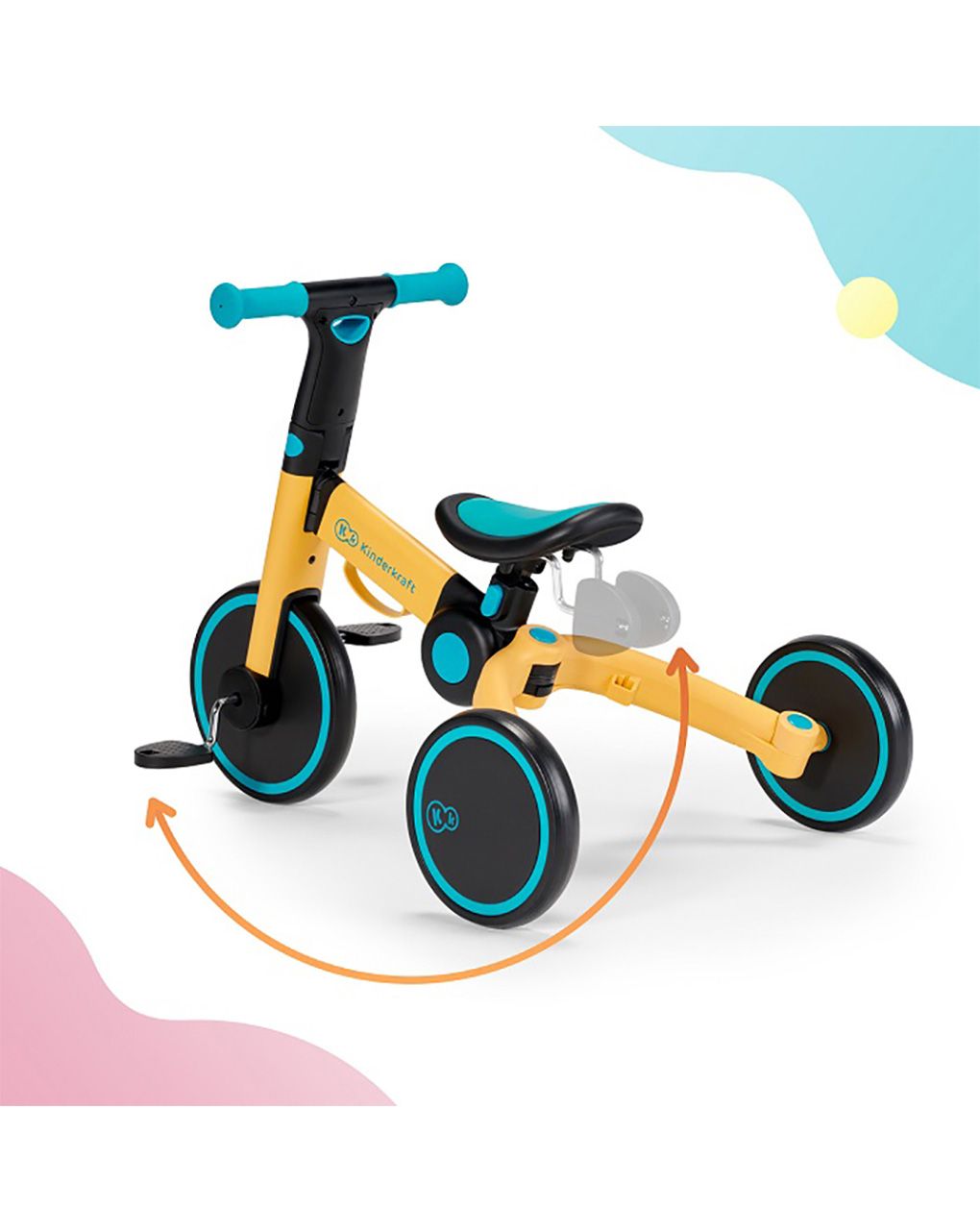 Kinderkraft πτυσόμενο τρίκυκλο ποδήλατο 4trike, sunflower blue - Kinderkraft